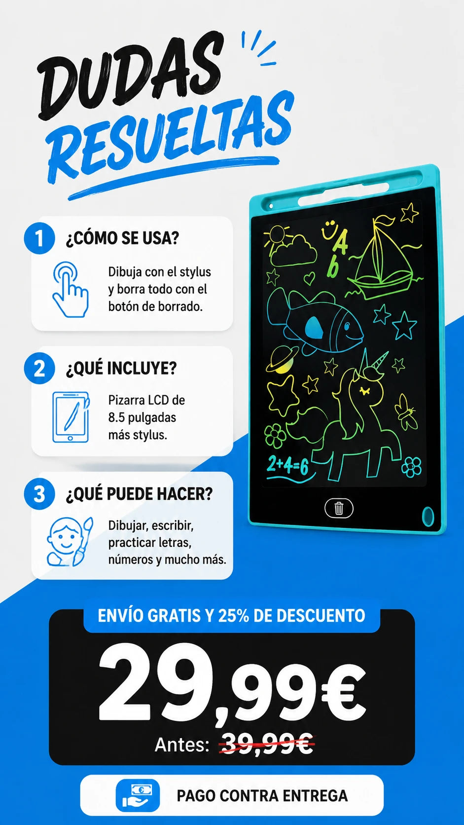Pizarra de dibujo para niños - Haz que se olvide del móvil